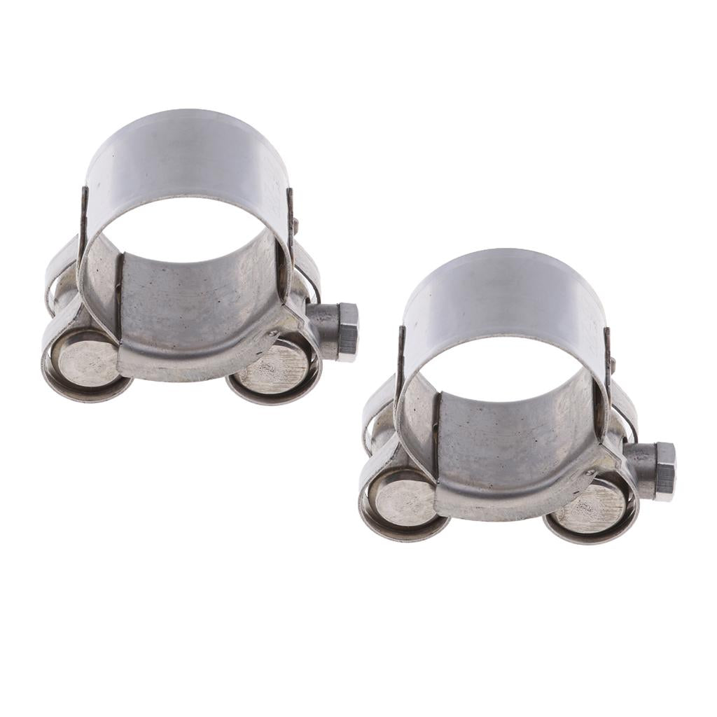 2Pcs Universal 26-28mm Motorcycle Exhaust Pipe Clamp Caliper Stainless Steel