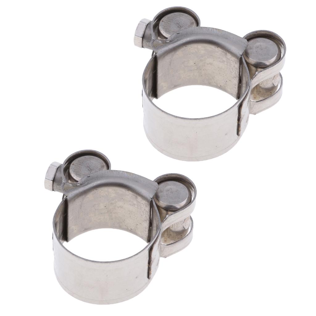 2Pcs Universal 26-28mm Motorcycle Exhaust Pipe Clamp Caliper Stainless Steel