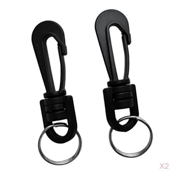4Pieces Scuba Diving Plastic Swivel Spring Snap Hook Clip with Split Rings