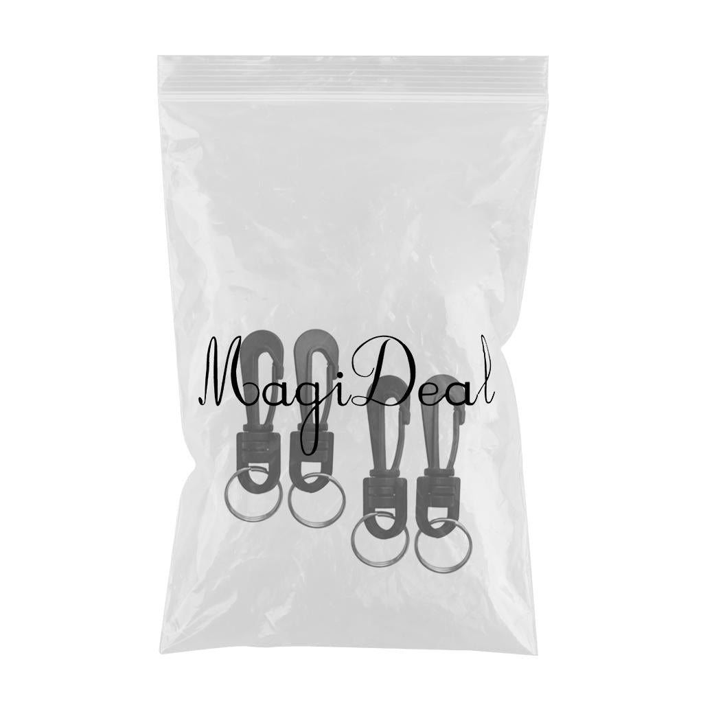 4Pieces Scuba Diving Plastic Swivel Spring Snap Hook Clip with Split Rings