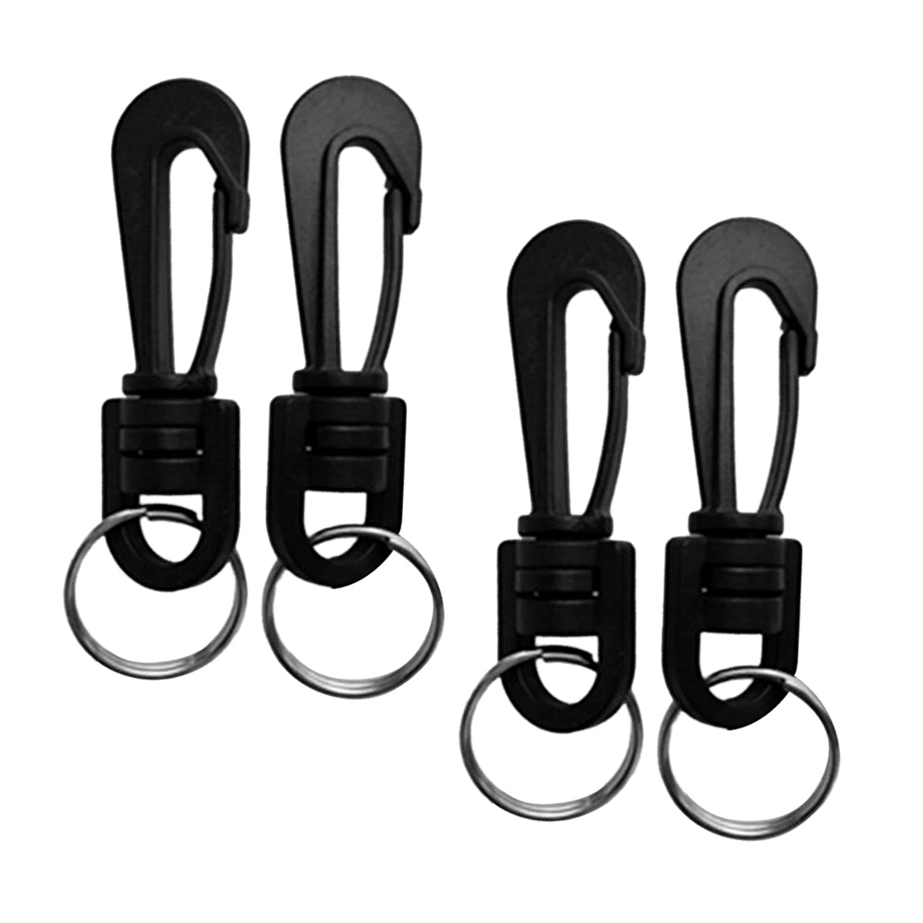 4Pieces Scuba Diving Plastic Swivel Spring Snap Hook Clip with Split Rings