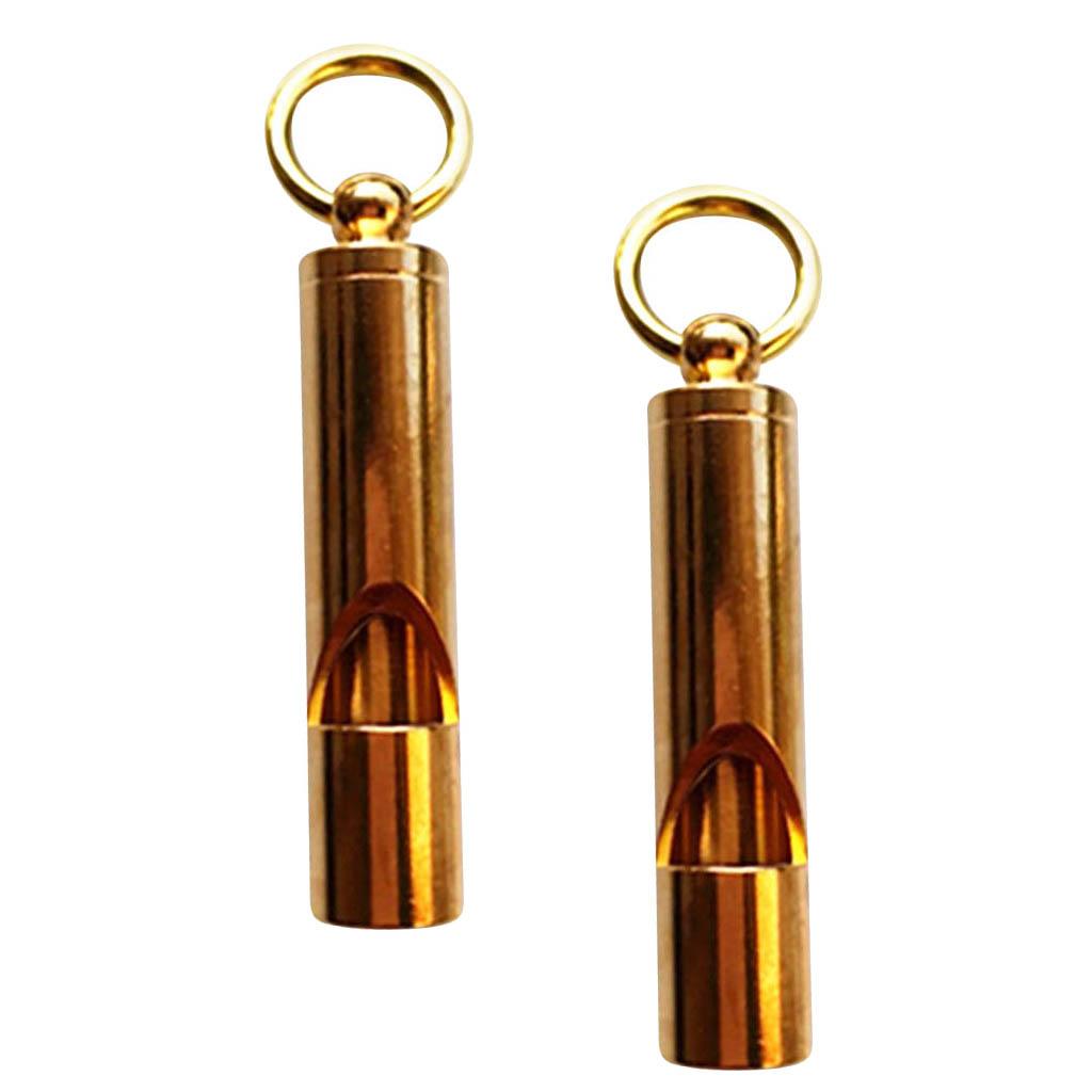 2Pcs Portable Solid Brass Whistle for Scuba Diving Camping Hiking Sports