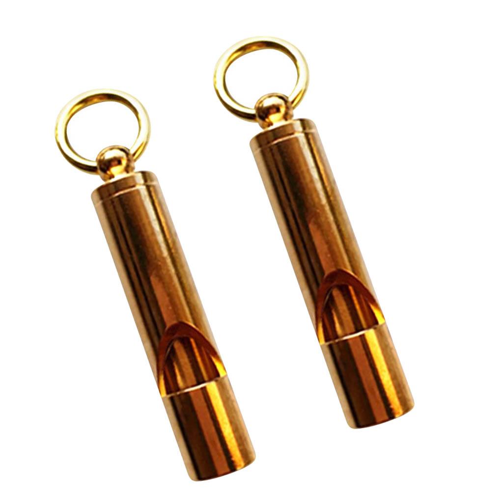 2Pcs Portable Solid Brass Whistle for Scuba Diving Camping Hiking Sports