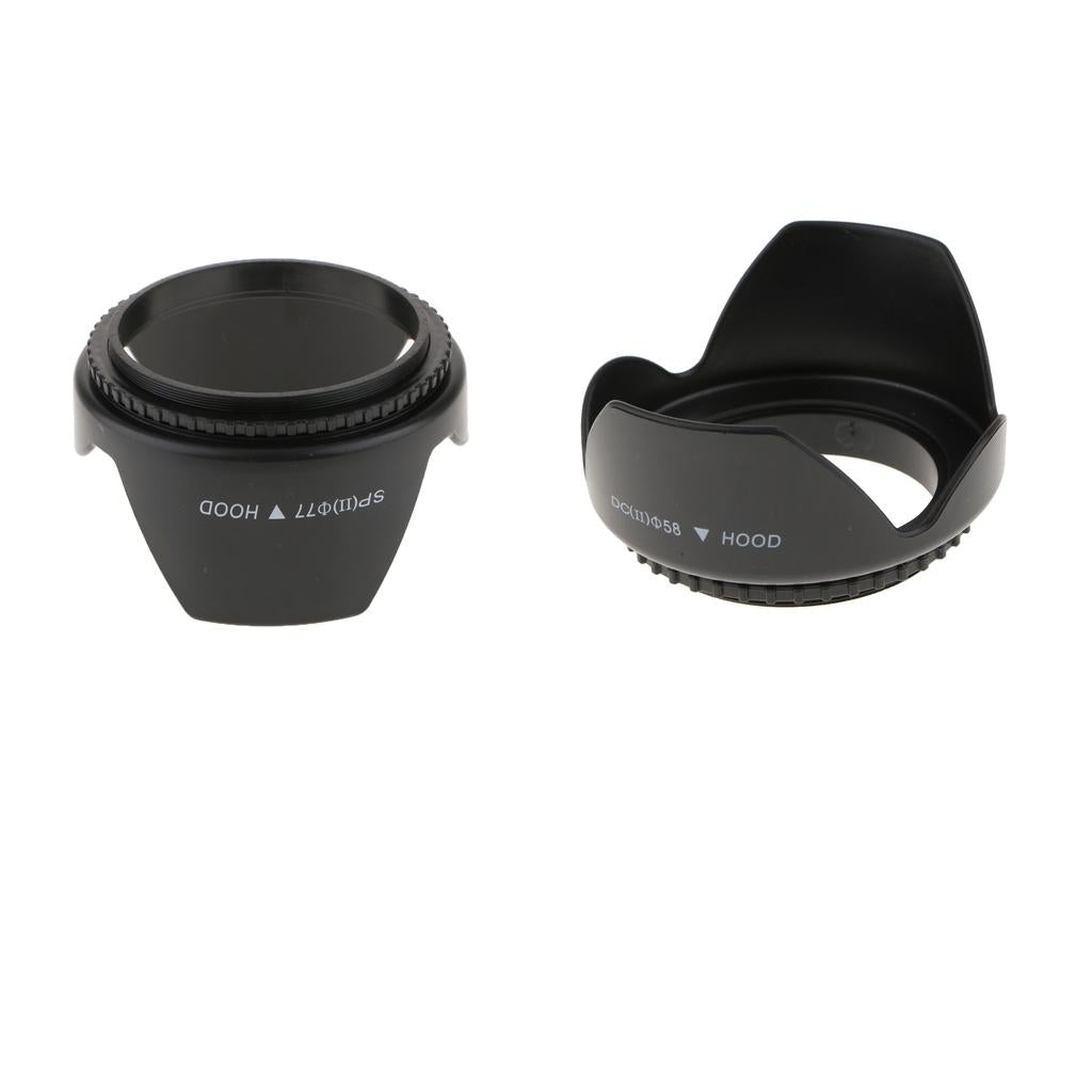 58mm 77mm Reversible Tulip Flower Crown Petal Shaped Camera Lens Hood
