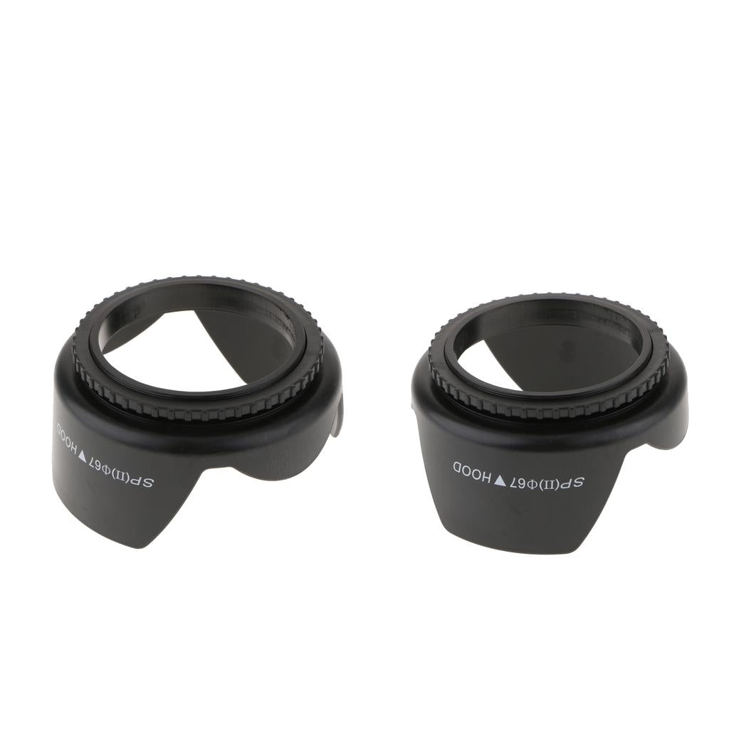 2X 67mm Screw Mount Reversible Tulip Flower Crown Petal Shaped Lens Hood