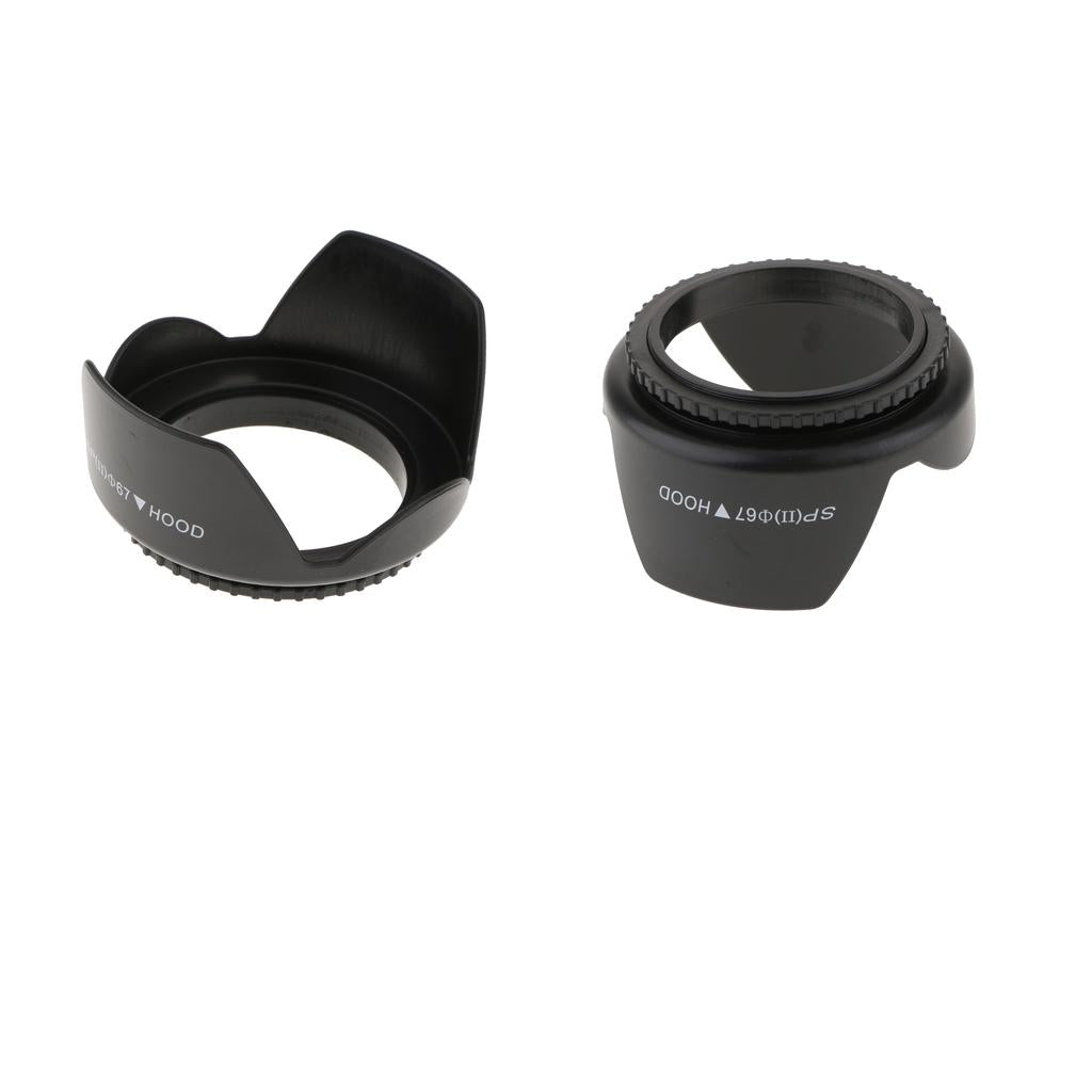 2X 67mm Screw Mount Reversible Tulip Flower Crown Petal Shaped Lens Hood