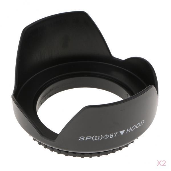 2X 67mm Screw Mount Reversible Tulip Flower Crown Petal Shaped Lens Hood