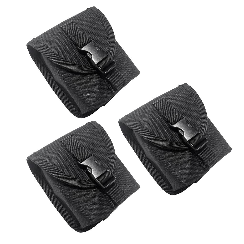 3 Pieces Scuba Diving Spare Weight Belt Pocket - Strong & Durable Black