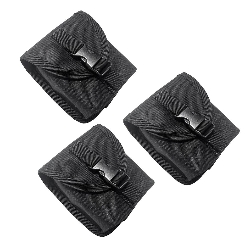 3 Pieces Scuba Diving Spare Weight Belt Pocket - Strong & Durable Black