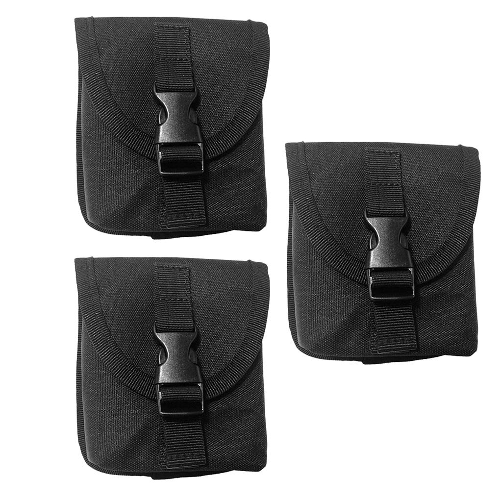 3 Pieces Scuba Diving Spare Weight Belt Pocket - Strong & Durable Black