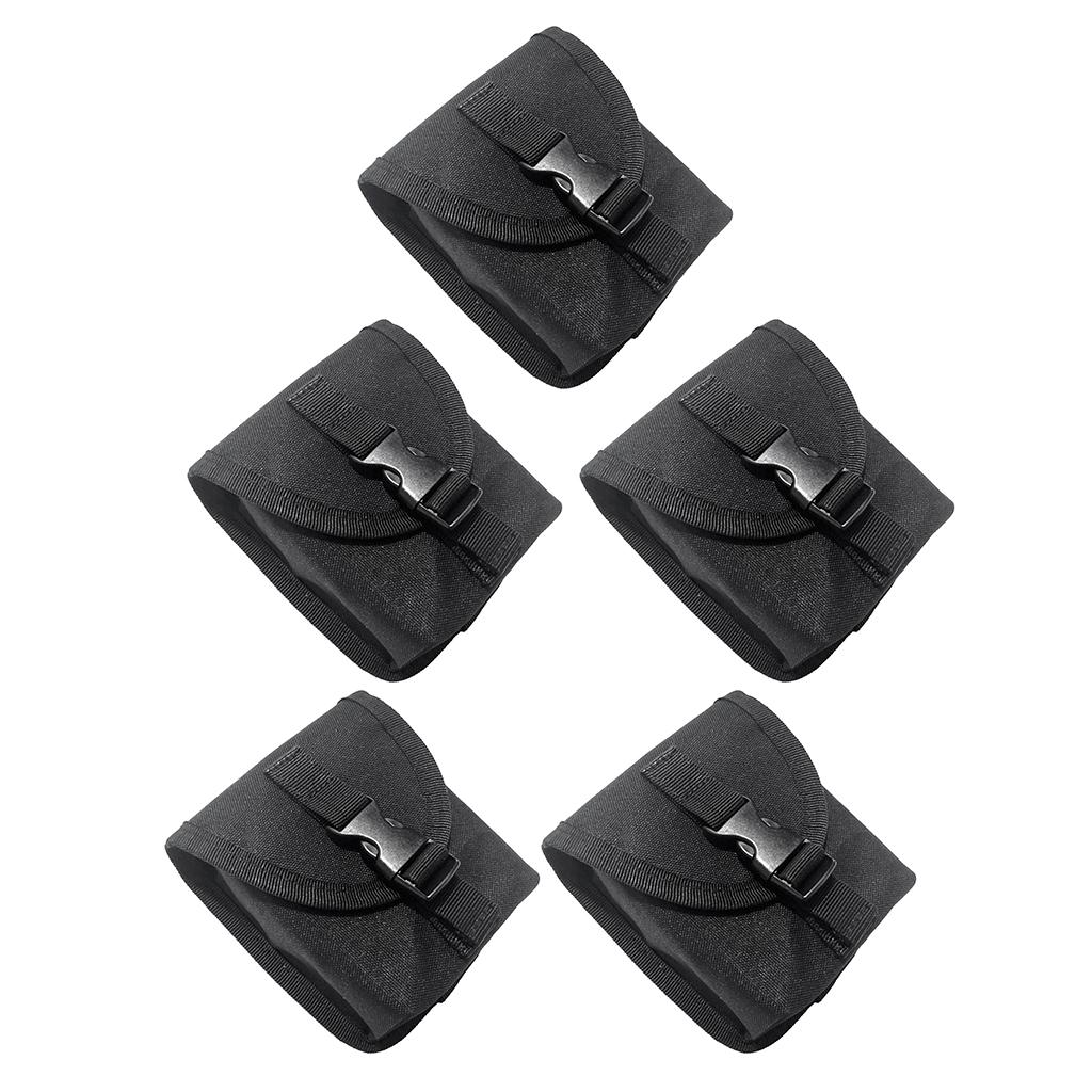 5 Pieces Scuba Diving Spare Weight Belt Pocket - Strong & Durable Black