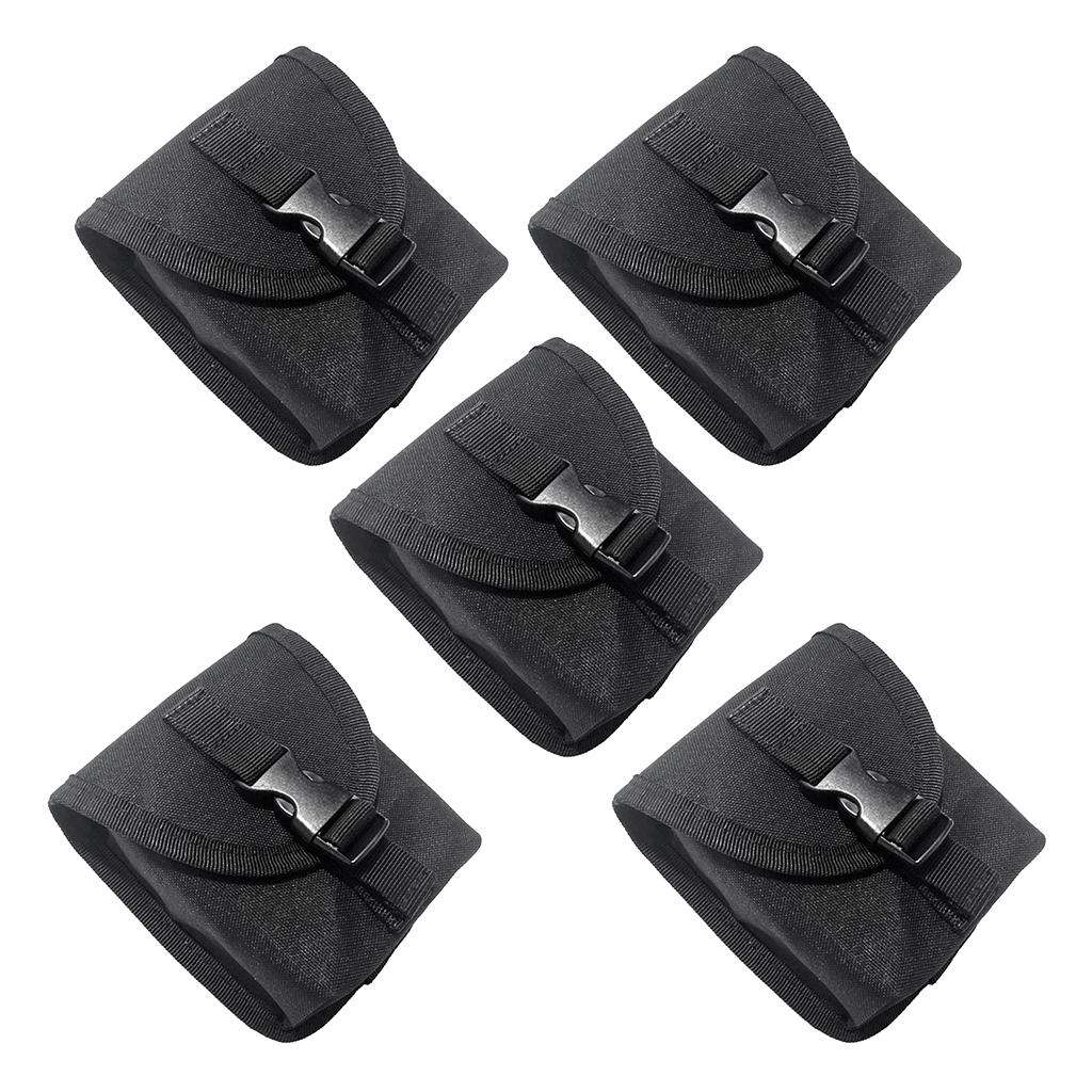 5 Pieces Scuba Diving Spare Weight Belt Pocket - Strong & Durable Black