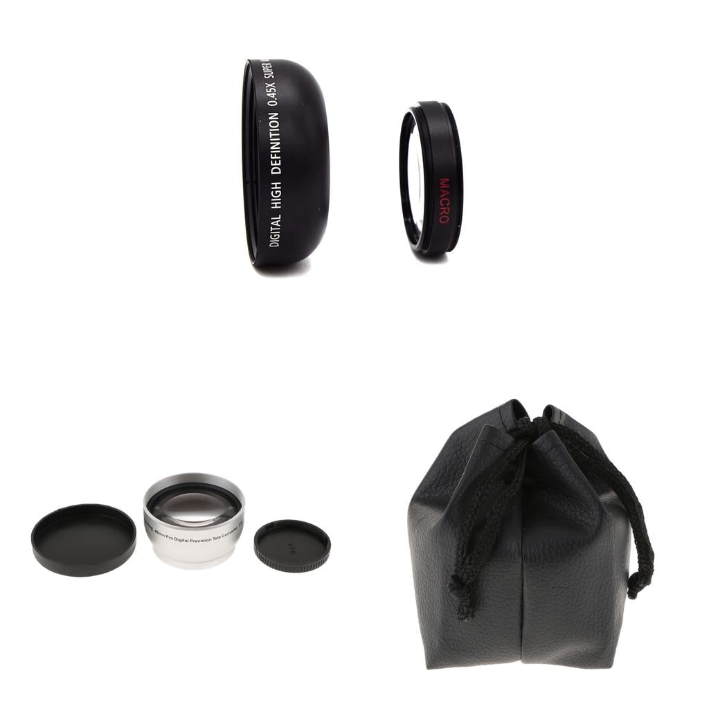46mm 2X AF Telephoto Lens + 46mm 0.45x Wide Angle Lens for Panasonics DSLR
