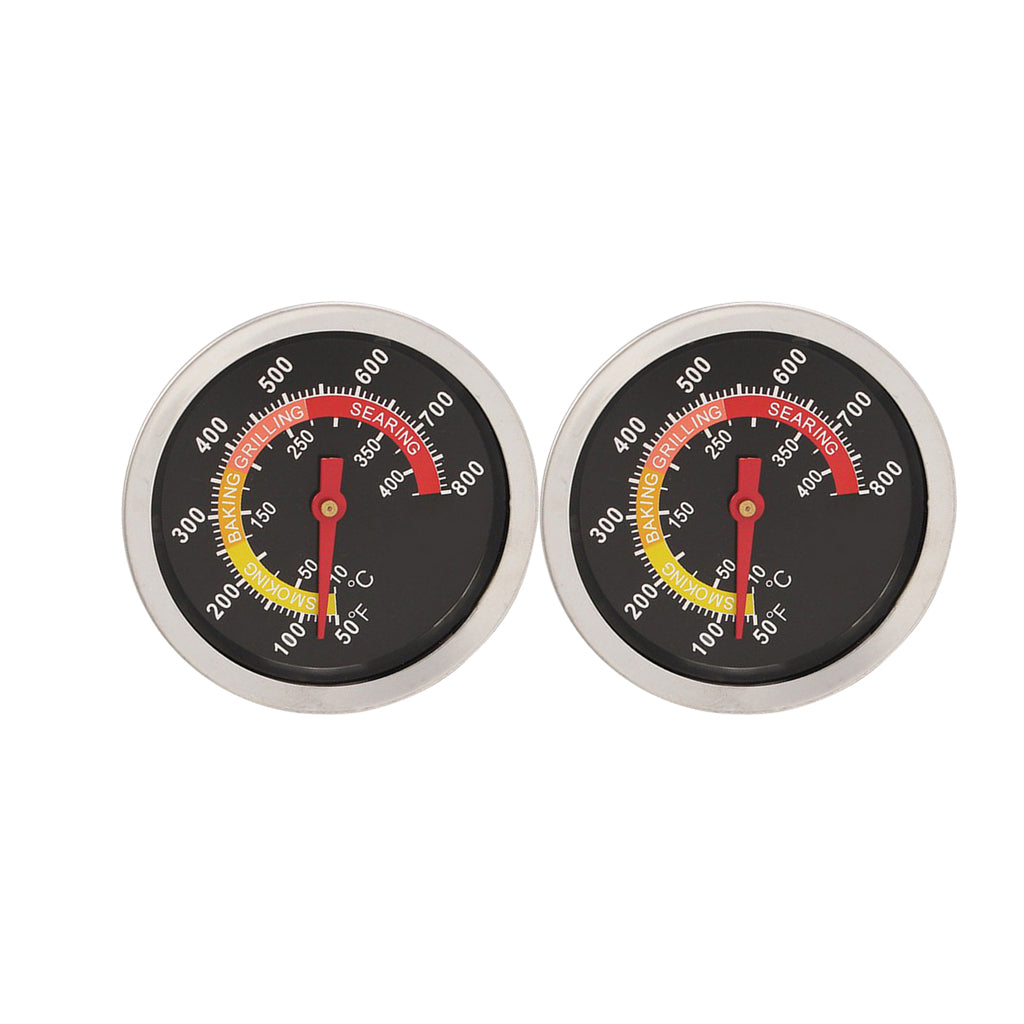 2Pcs BBQ Smoker Grill Thermometer Temperature Gauge 10-400 Degree