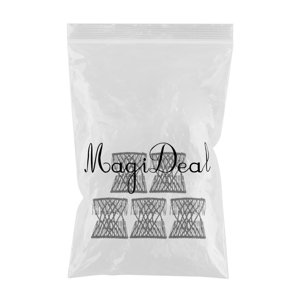 5pcs Black Stretch Flower Hairpin Bow Glass Bead Hair Head Comb Double Clips