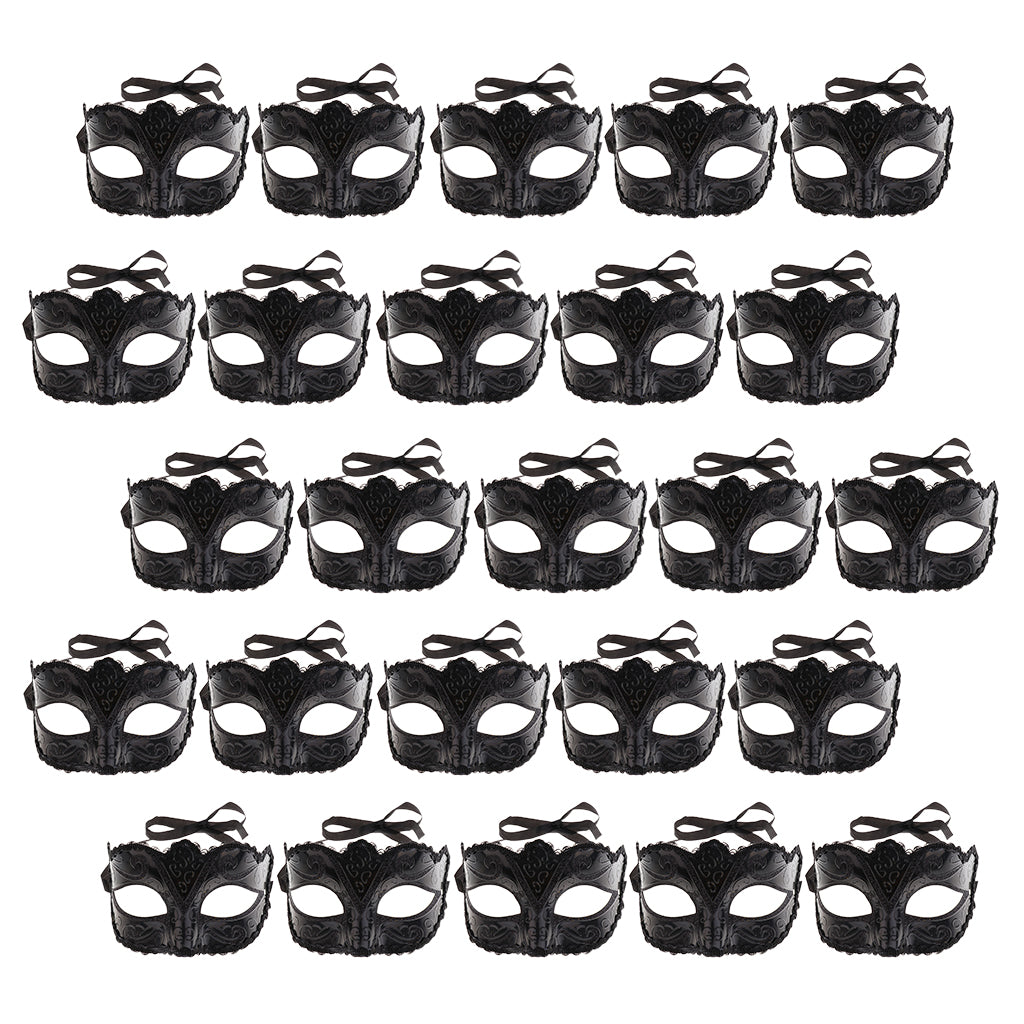 25 Pieces Women Mens Masquerade Ball Mask Venetian Party Eye Mask Black
