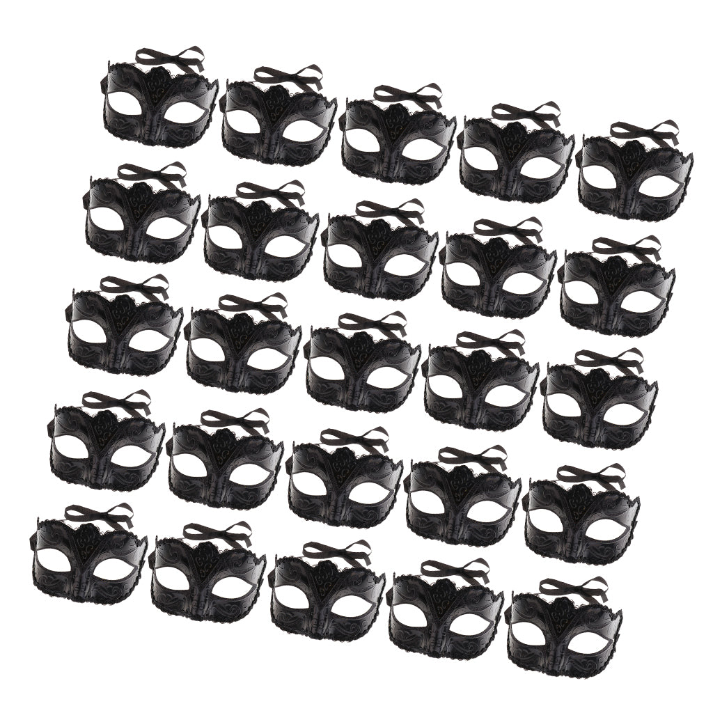 25 Pieces Women Mens Masquerade Ball Mask Venetian Party Eye Mask Black