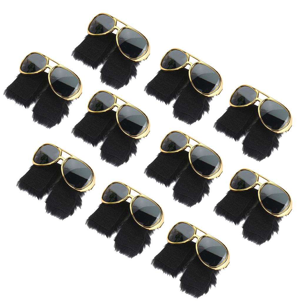 10Pcs Novelty Sunglasses with Funny Beard 70s Disco Party Costume Props
