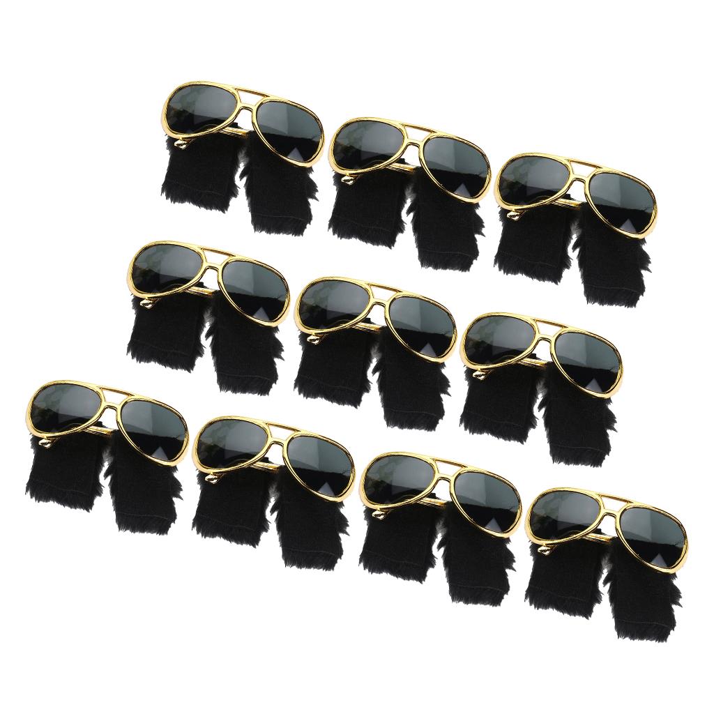 10Pcs Novelty Sunglasses with Funny Beard 70s Disco Party Costume Props