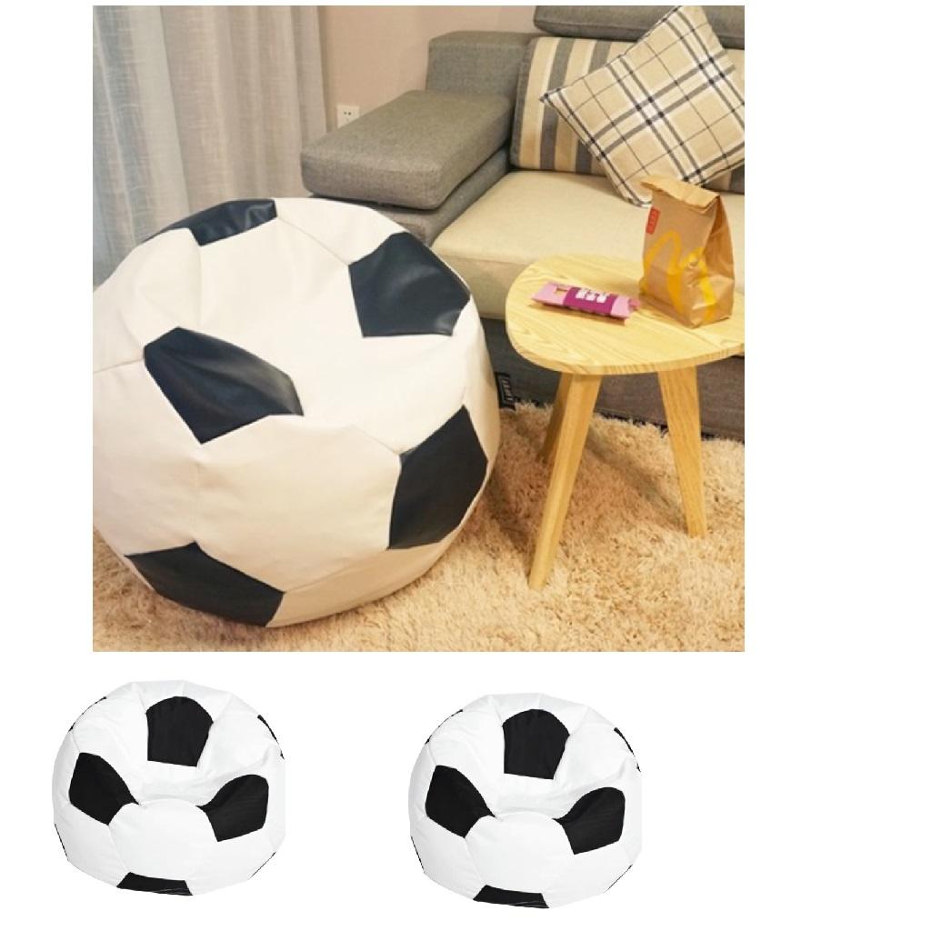 2x Football Print Oxford Bean Bag Cover Sofa Slipcover Toy Storage Bag White