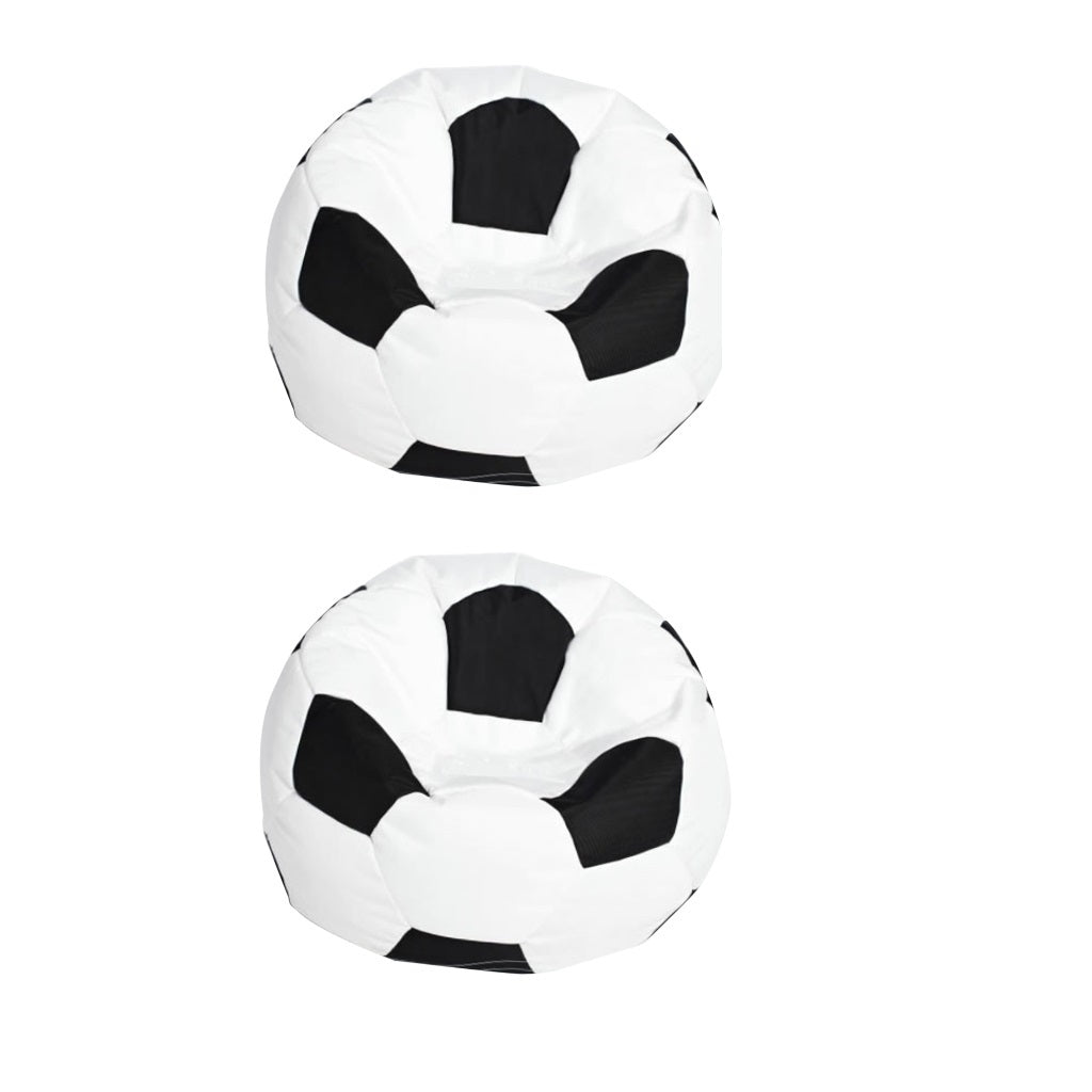 2x Football Print Oxford Bean Bag Cover Sofa Slipcover Toy Storage Bag White