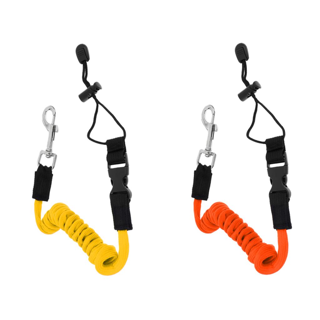 2PCS Safety Kayak Paddle Leash Fishing Rod Pole Coiled Lanyard Cord