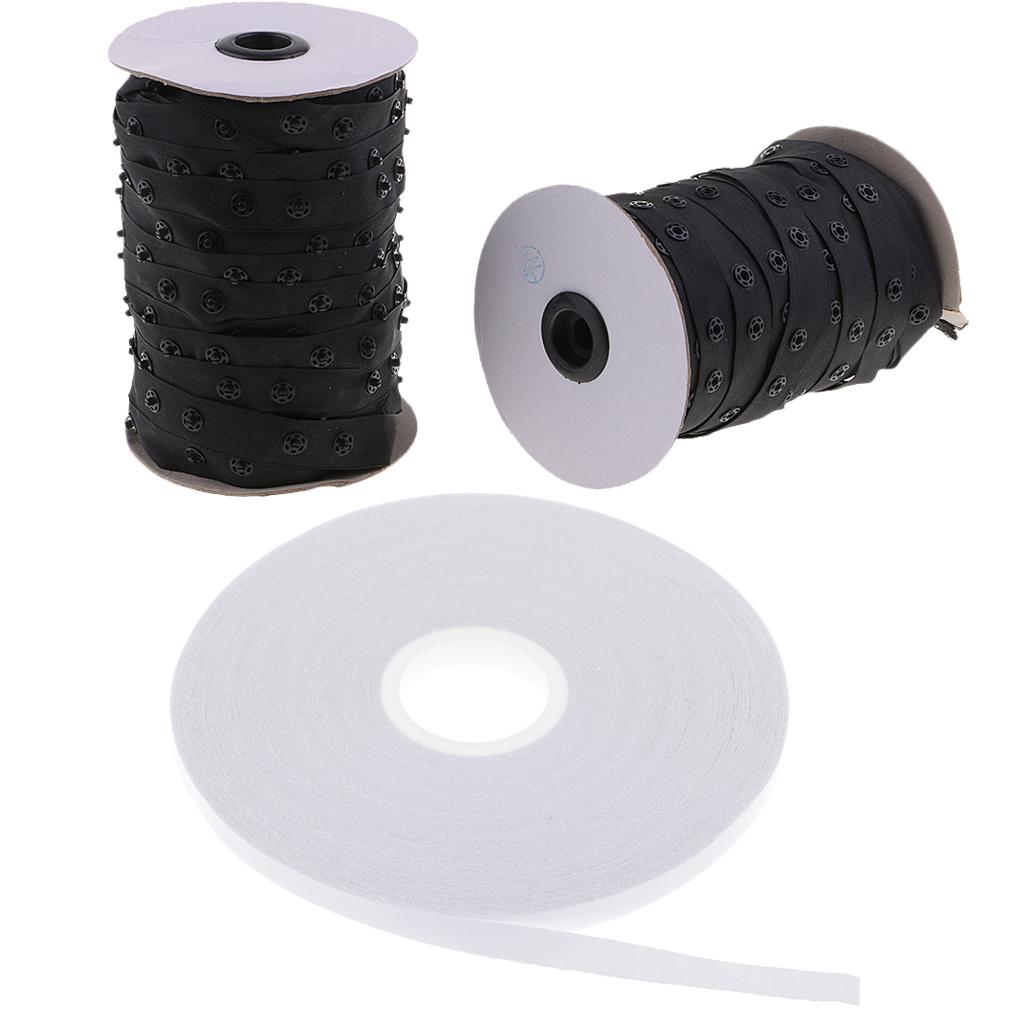3Pcs White Double Sided Tape Quilting Tape Wash Away Tape Snap Fastener Tape