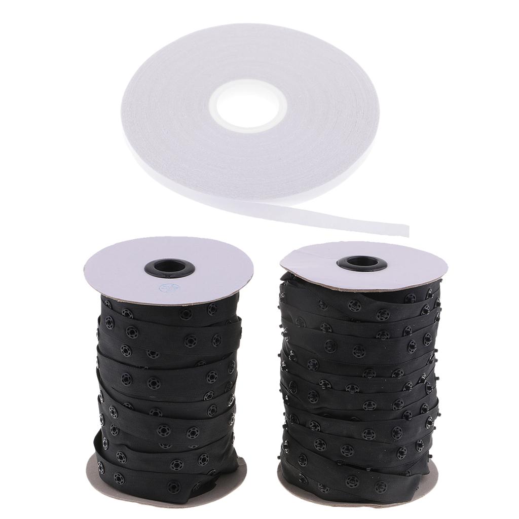 3Pcs White Double Sided Tape Quilting Tape Wash Away Tape Snap Fastener Tape