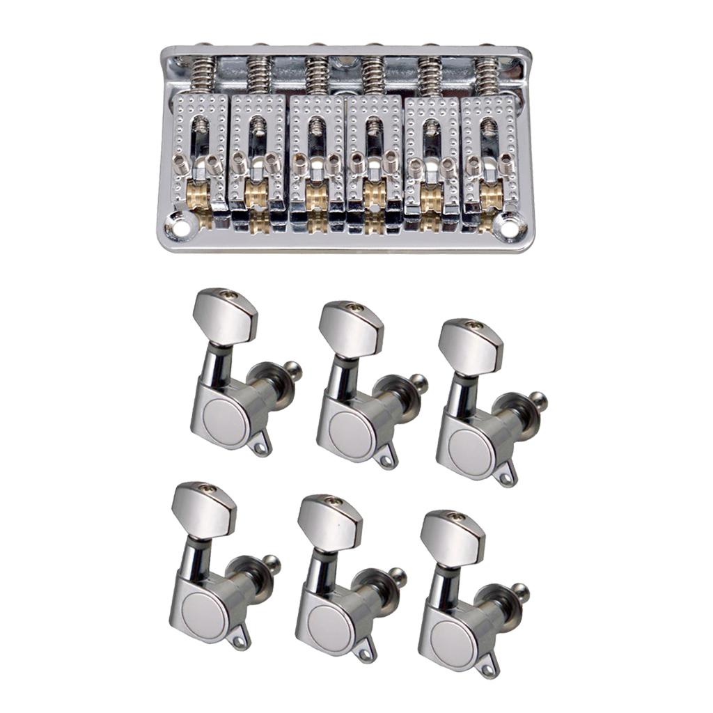 69mm Electric Guitar Fixed Hardtail Bridge+6R Sealed Gear Tuning Pegs Tuners