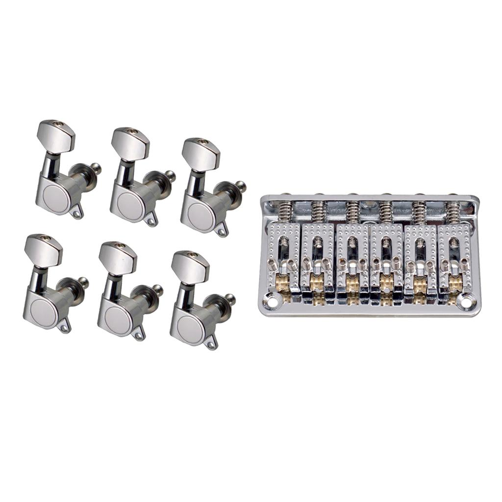 69mm Electric Guitar Fixed Hardtail Bridge+6R Sealed Gear Tuning Pegs Tuners