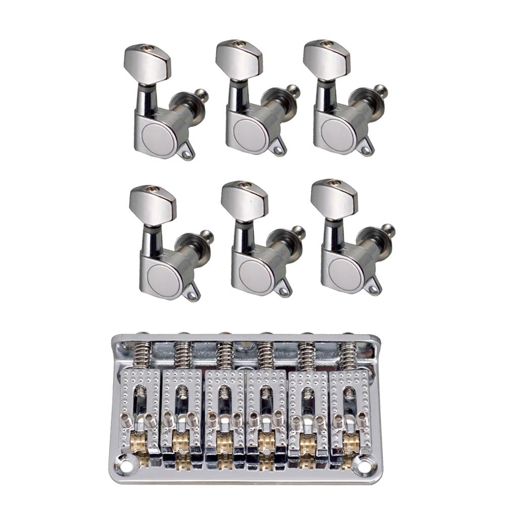 69mm Electric Guitar Fixed Hardtail Bridge+6R Sealed Gear Tuning Pegs Tuners
