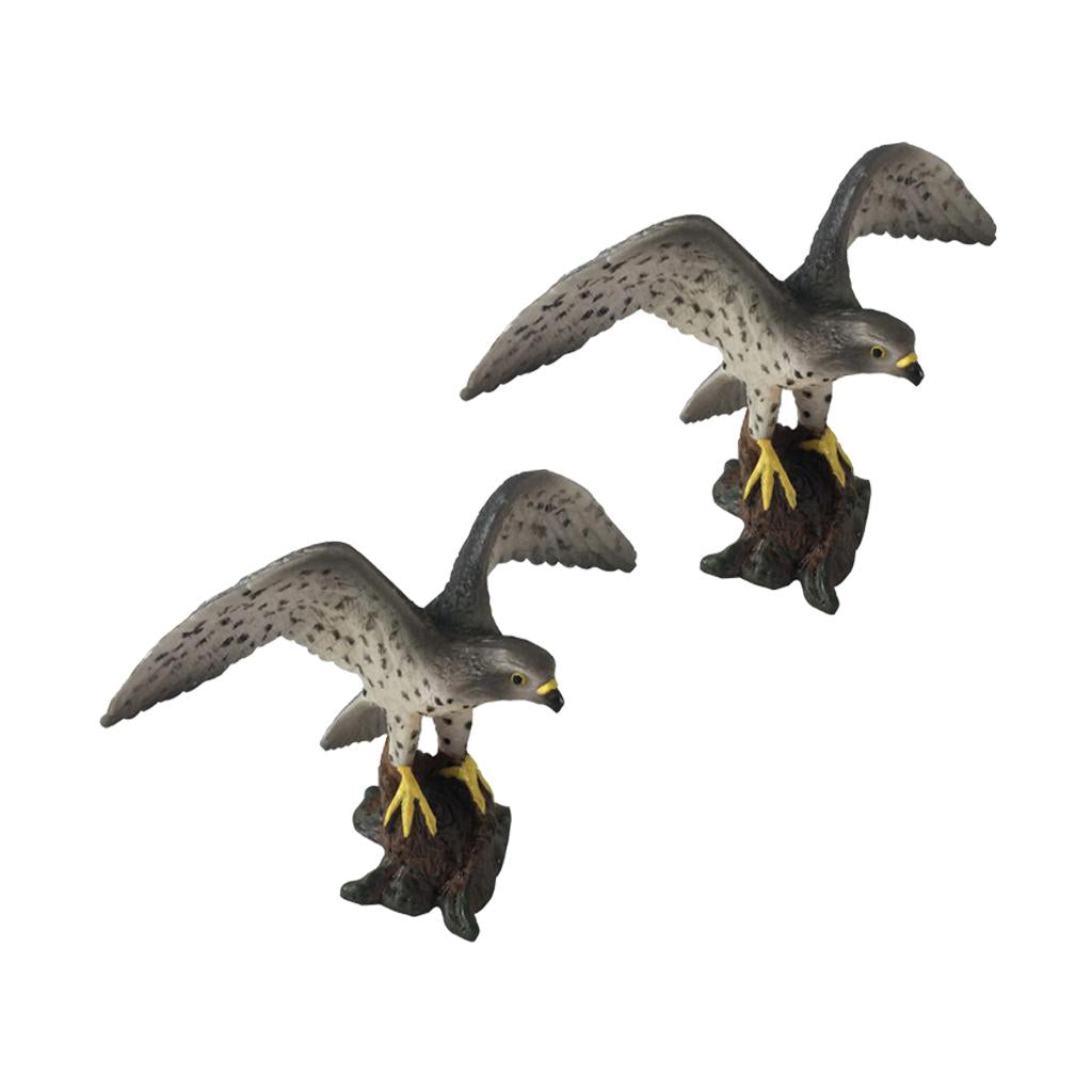 2Pieces Miniature Birds Model Figurine Statue Scupltue Toy Peregrine Falcon
