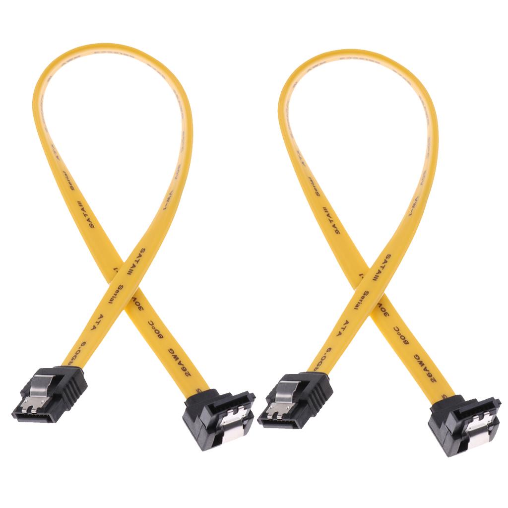 2xSATA III Data Drive Cable 6.0Gbps With Locking Latch 11.8''/30cm 90 Degree