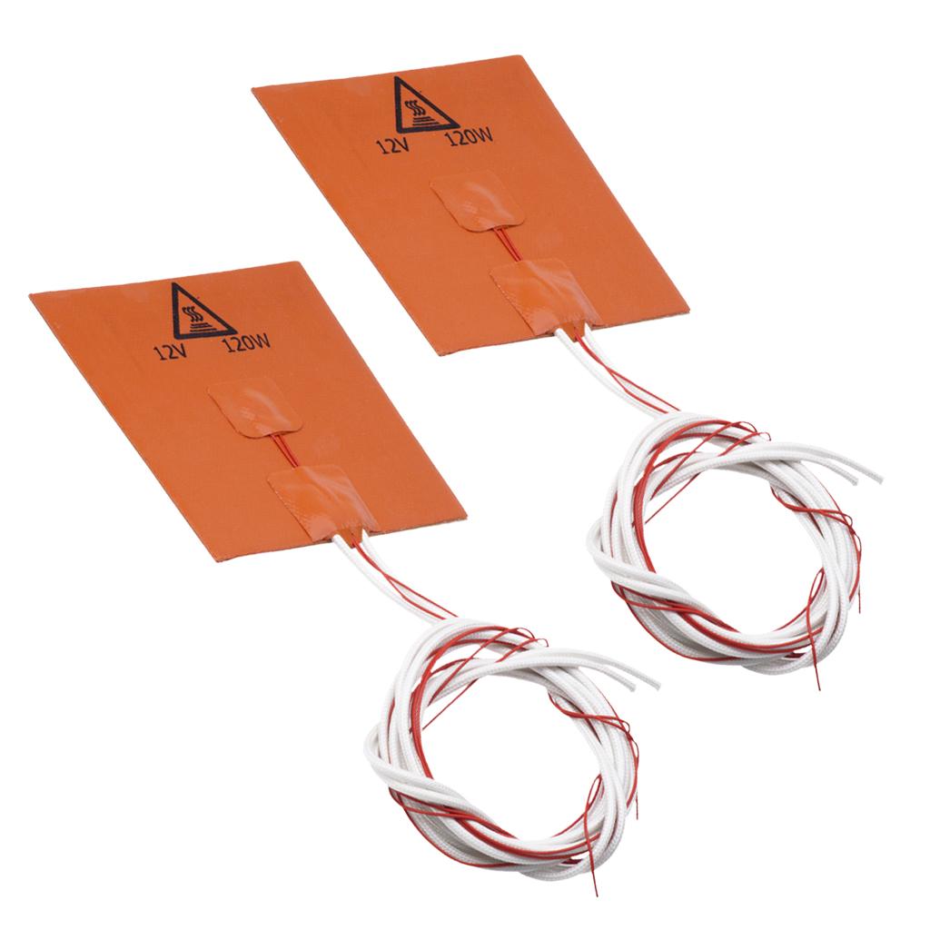 2x 12V 120*120mm 120W Rubber Silicone Heating Pad For 3D Printer Heated Bed