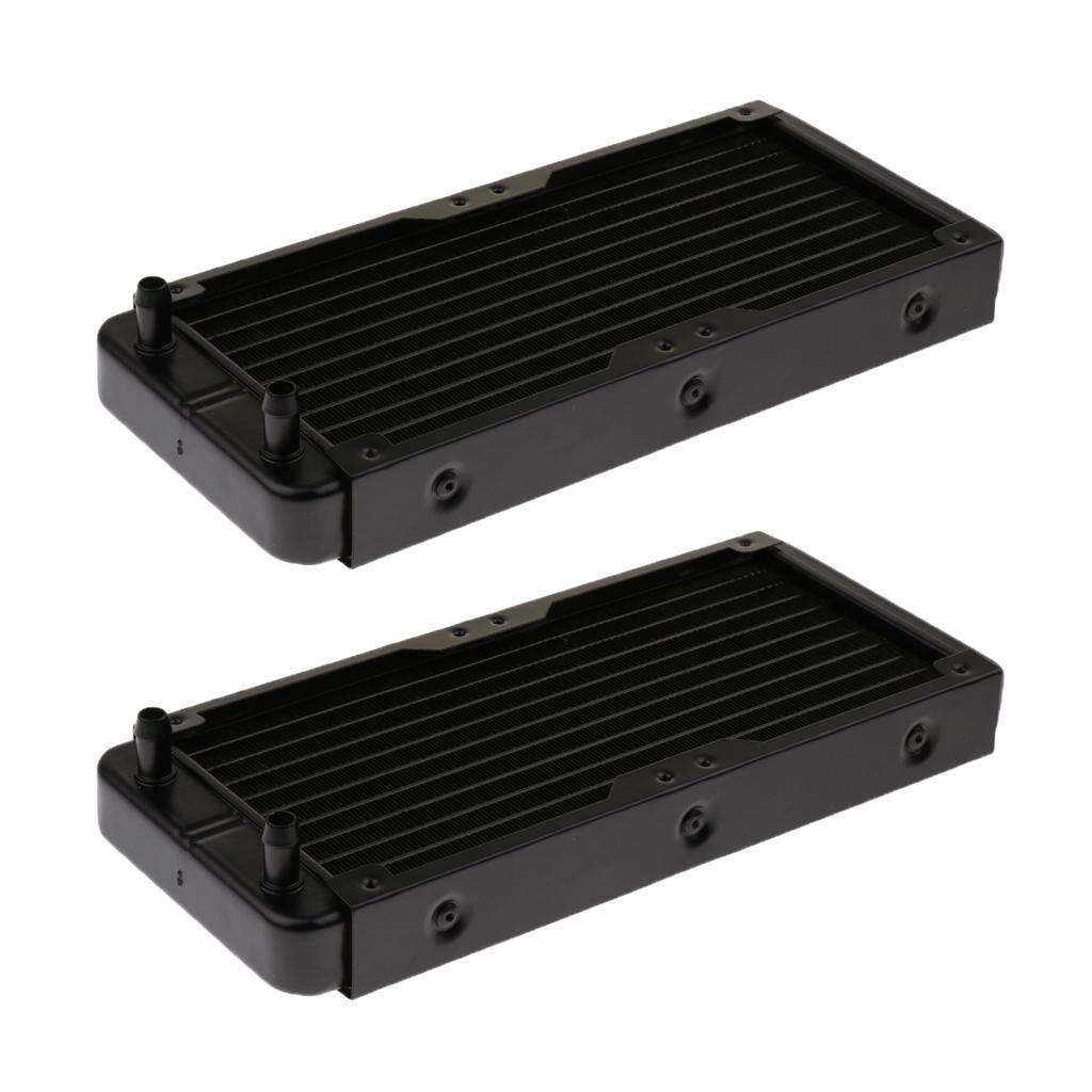 2xAluminum Radiator Water Heat Exchanger 10Pipe for CPU 240mm Straight mouth