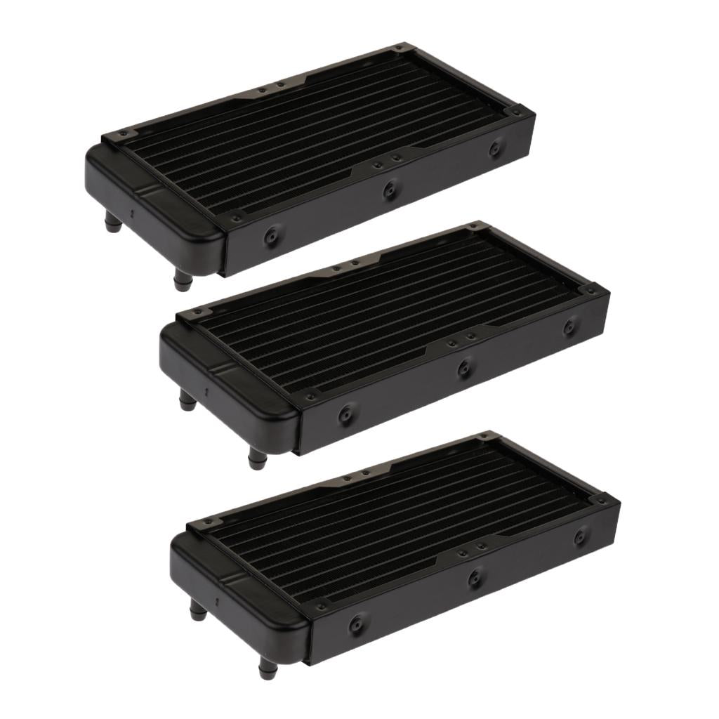 3xAluminum Radiator Water Heat Exchanger 10Pipe for CPU 240mm Straight mouth