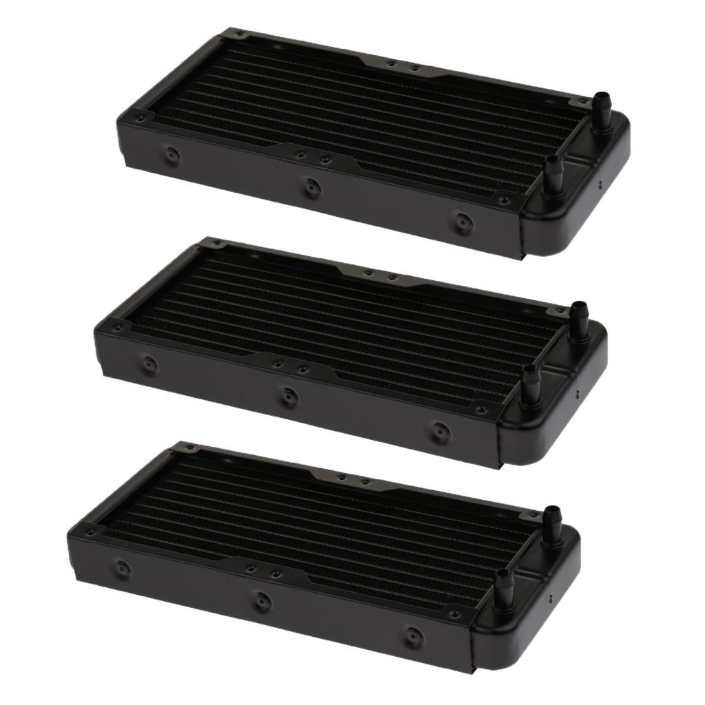 3xAluminum Radiator Water Heat Exchanger 10Pipe for CPU 240mm Straight mouth