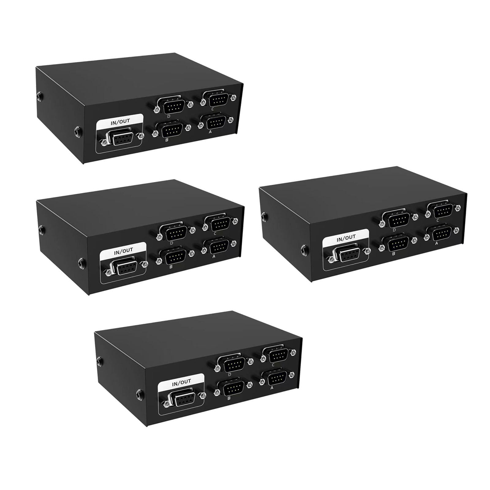 4xPrinter DB9 Pin Serial RS232 Switch Box Manual 4Port Data Sharing Switcher