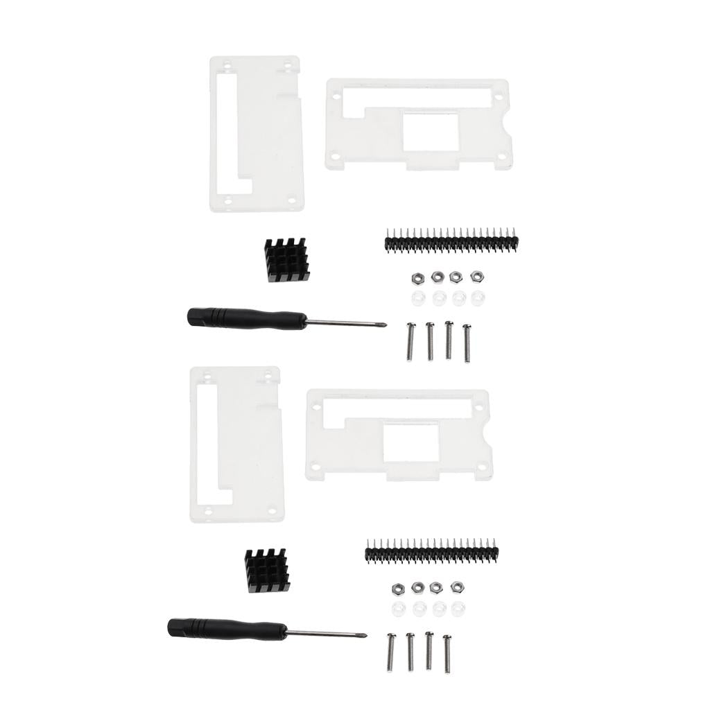 2Pack Acrylic Case Cover+Heatsink+GPIO 40Pin Connector for Raspberry Pi Zero