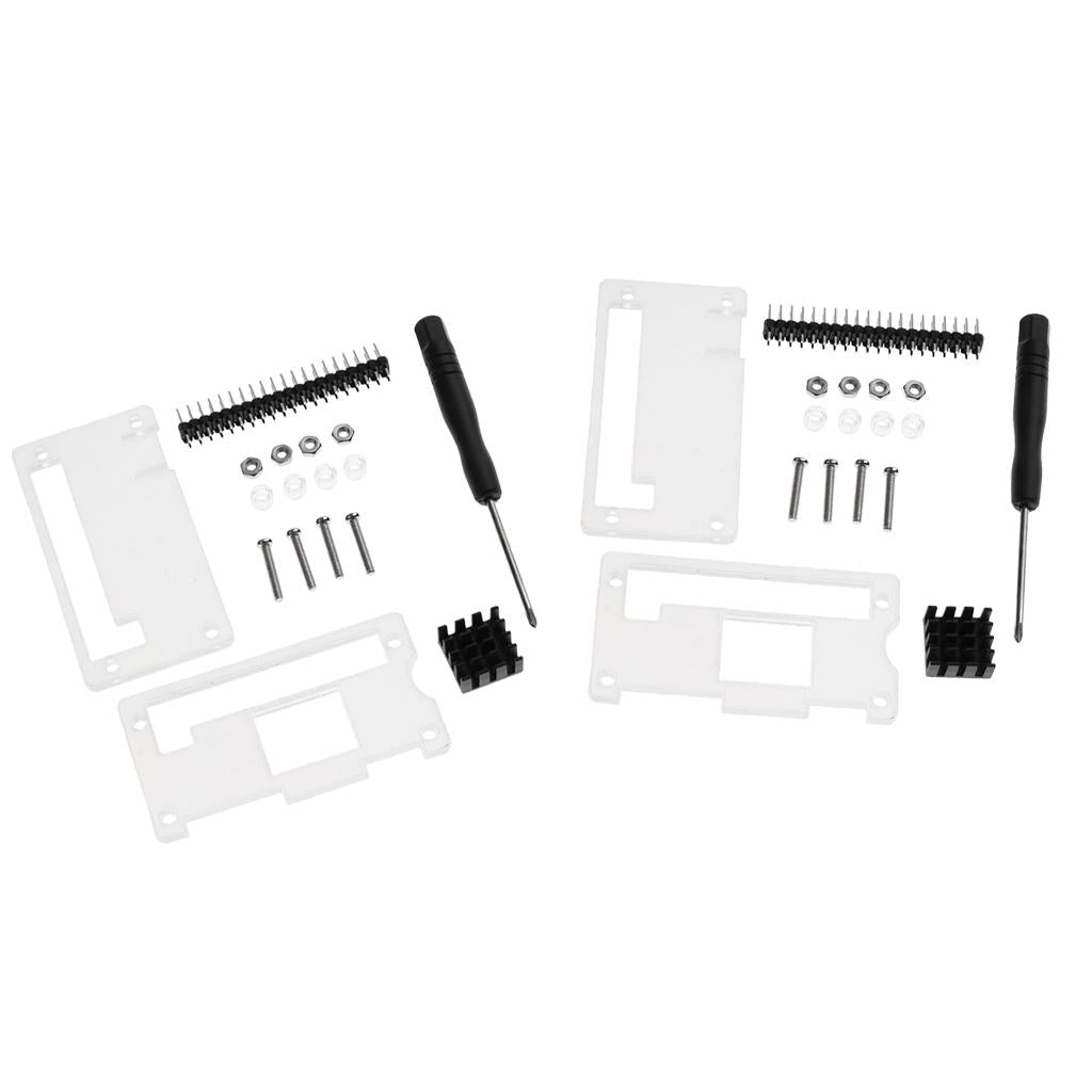 2Pack Acrylic Case Cover+Heatsink+GPIO 40Pin Connector for Raspberry Pi Zero