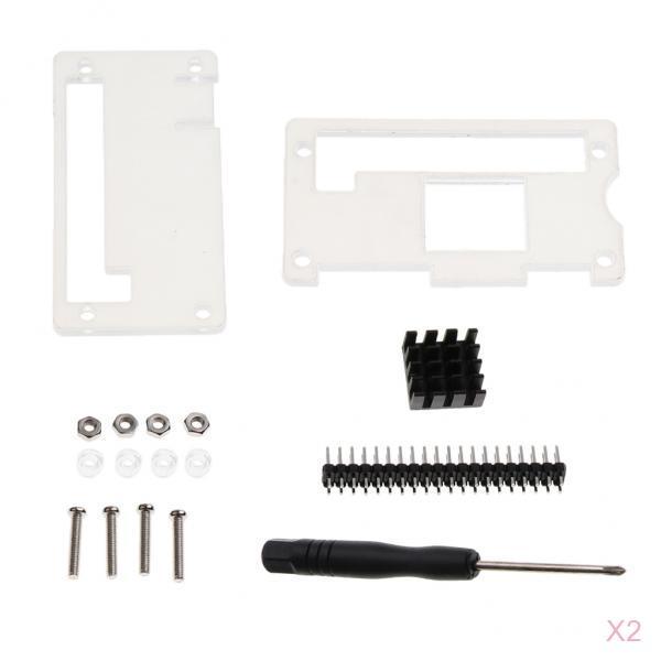2Pack Acrylic Case Cover+Heatsink+GPIO 40Pin Connector for Raspberry Pi Zero