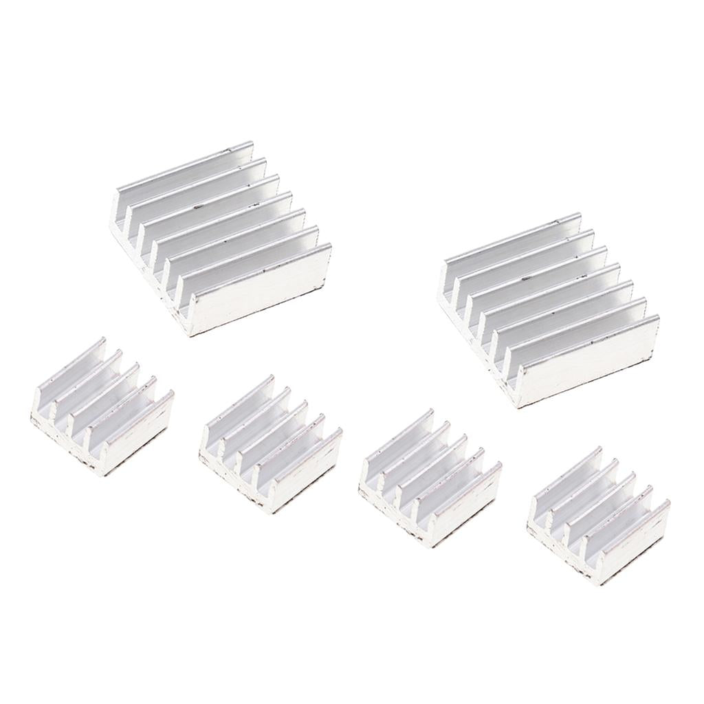 6Pcs Aluminum Heatsink Cooler Fins Adhesive Kit for Cooling Raspberry Pi