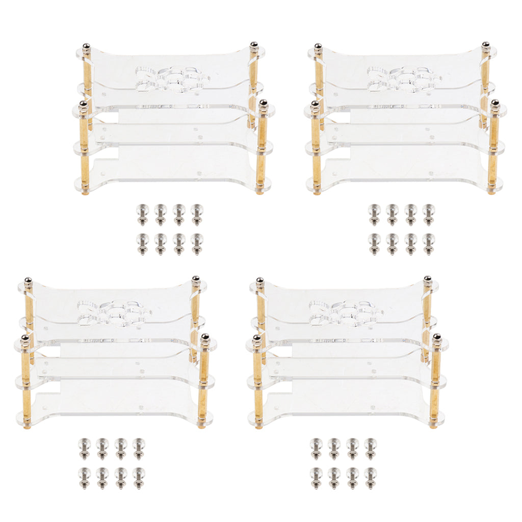 4Pack Acrylic Case Stack Enclosure Stackable Dog Bone Shape for Raspberry pi