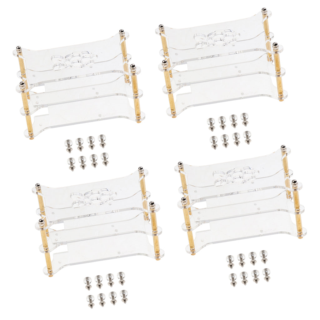 4Pack Acrylic Case Stack Enclosure Stackable Dog Bone Shape for Raspberry pi