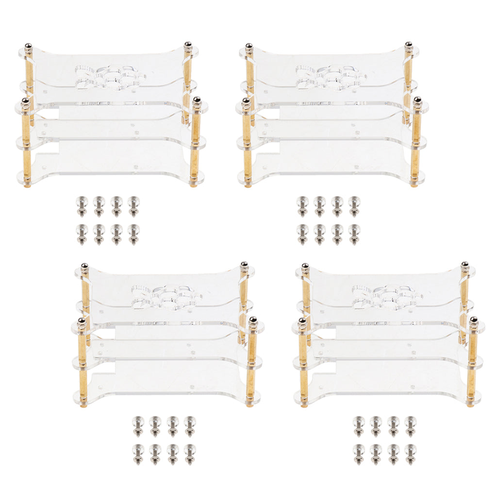 4Pack Acrylic Case Stack Enclosure Stackable Dog Bone Shape for Raspberry pi
