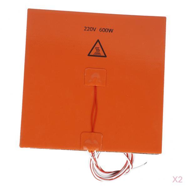 2Pcs 200x200mm 220V Silicone Heater Pad 3D Printer Heat Bed Heating Mat
