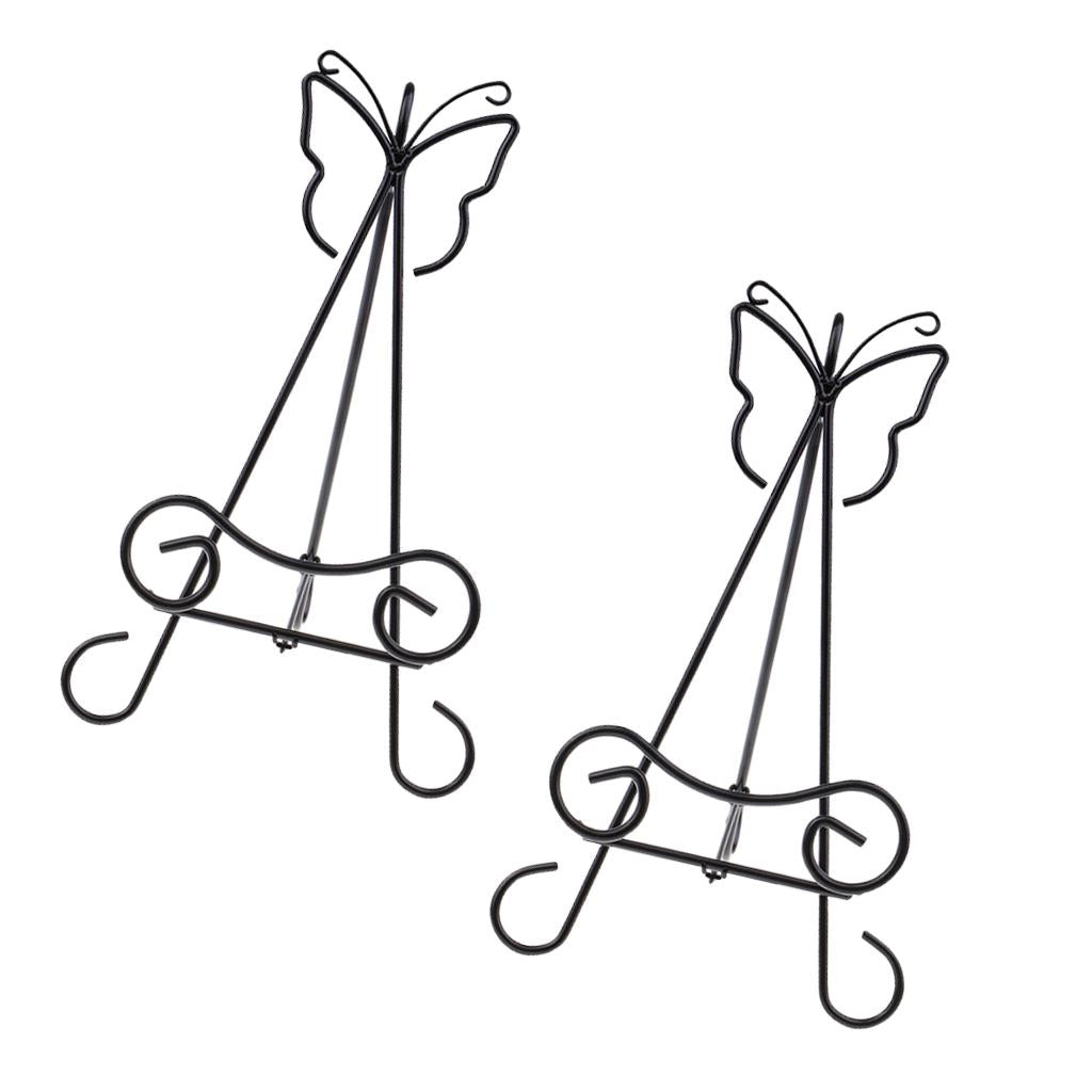2x Butterfly Iron Frame Plate Picture Easel Photo Display Stand Holder