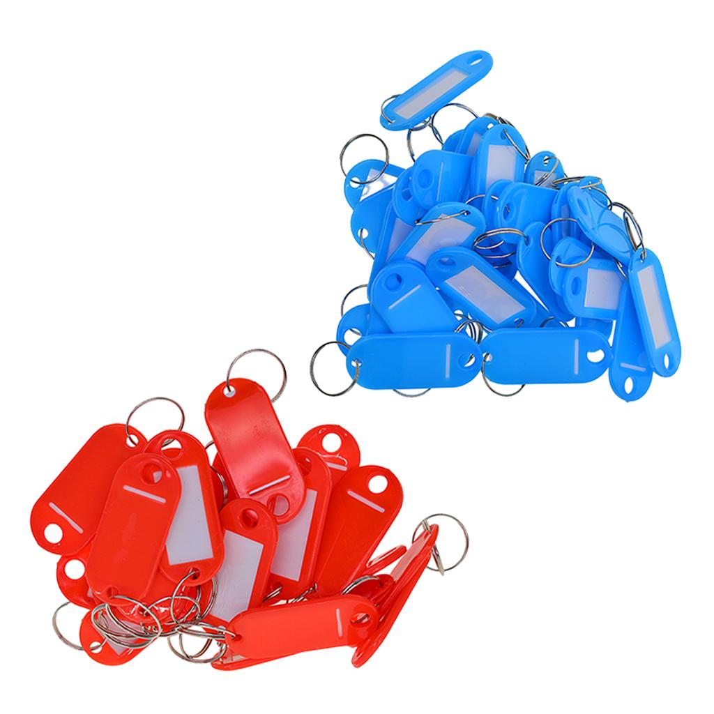 100x Removable Waterproof Key Tags ID Name Card Tags Mark Labels Red + Blue
