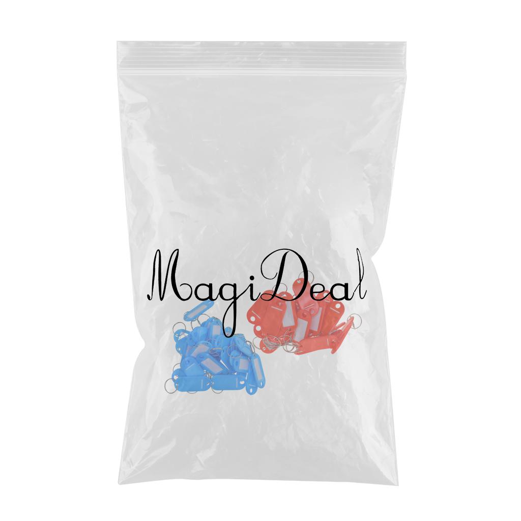 100x Removable Waterproof Key Tags ID Name Card Tags Mark Labels Red + Blue