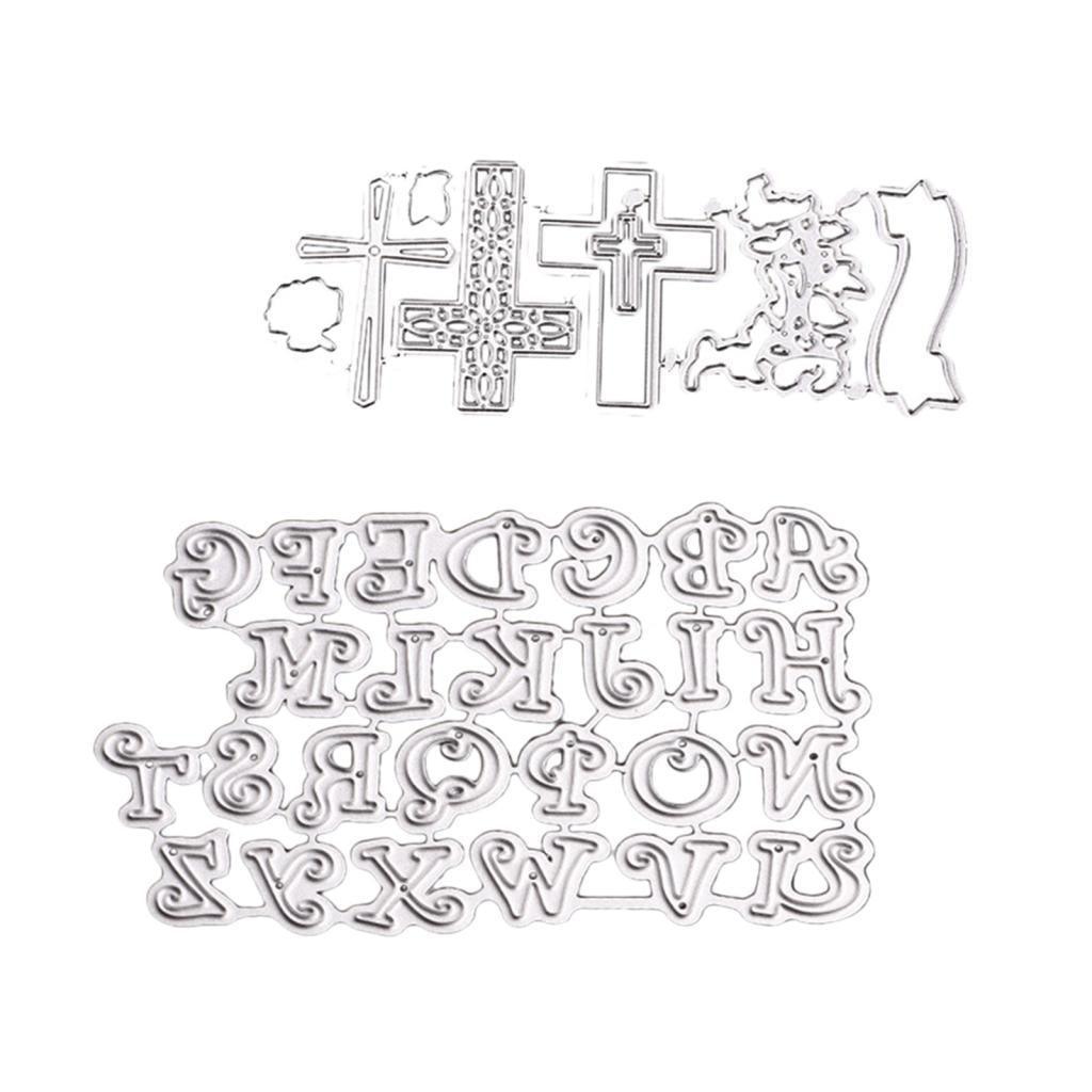 1 Sets Cross Theme and 1 Set Alphabet Style Cutting Dies Embossing Stencil